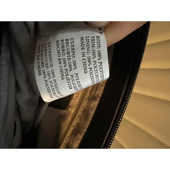 Anne Klein Black Chevron Shoulder Bag Gold Chain Lion Emblem - Picture 14 of 14